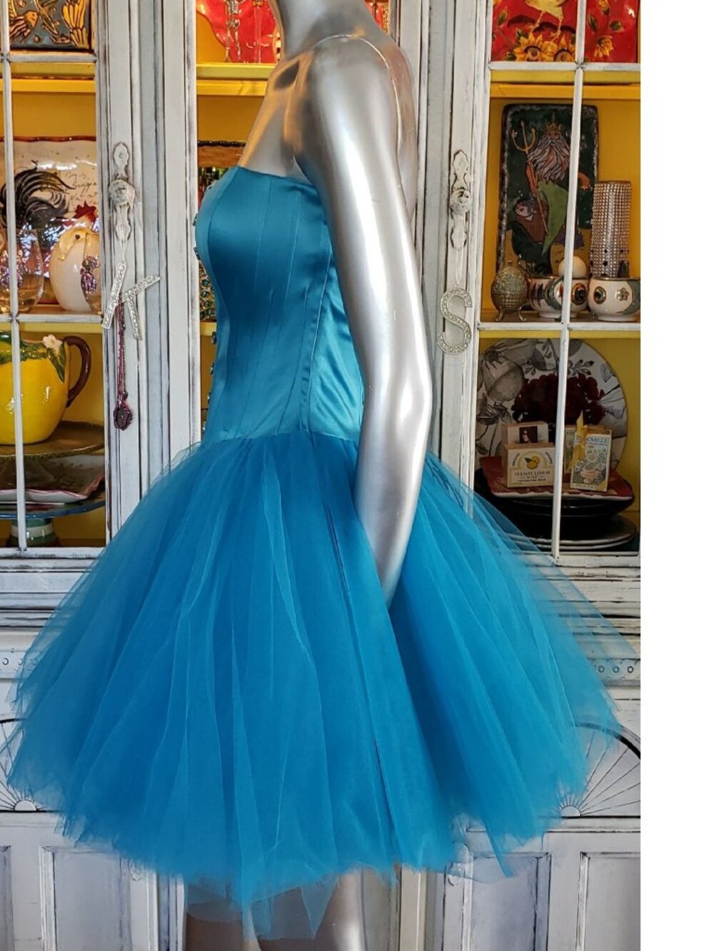 Vintage Betsey Johnson Blue Lace Up Corset Tea Party Tulle TuTu Ballerina Dress - Picture 11 of 16